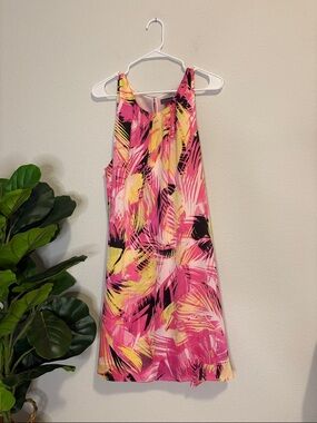 Vince Camuto Hot Pink, Yellow & Black Tropical Swing Dress XL